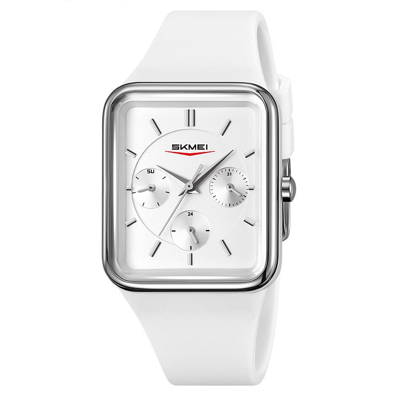 Multi Functional Square Silicone Waterproof Watch For Girls