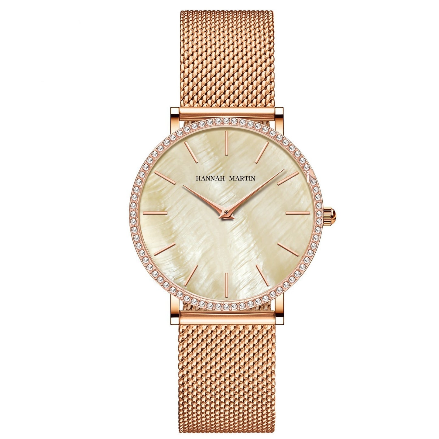 Full Stainless Steel Shell Chain Women's Diamond Shell Surface Quartz Watch