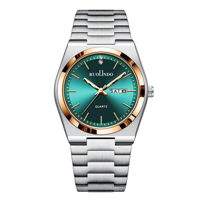 Ultra-thin Butterfly-clasp Steel-band Quartz Mens Watch