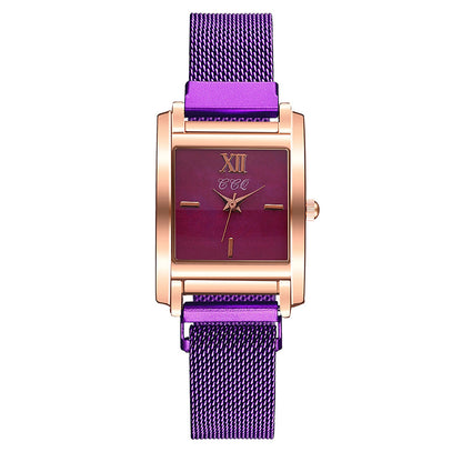 Creative rose gold square dial all-match watch