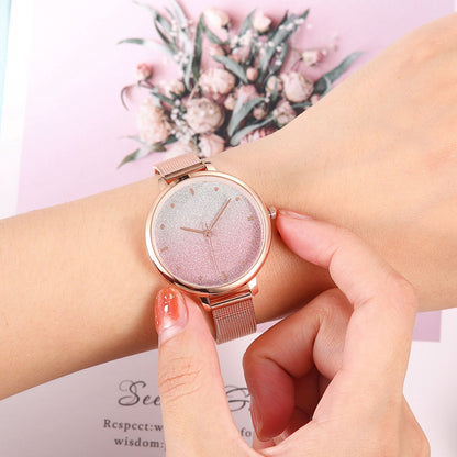 Rose gold thin strap women's watch