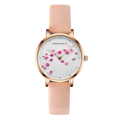 Rose Gold Plum Blossom Flower Student Ladies Watch