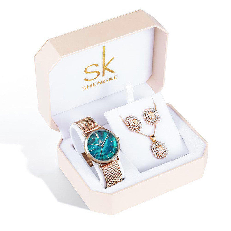 Three-piece Rose Gold Watch Birthday Gift Ladies Watch Set