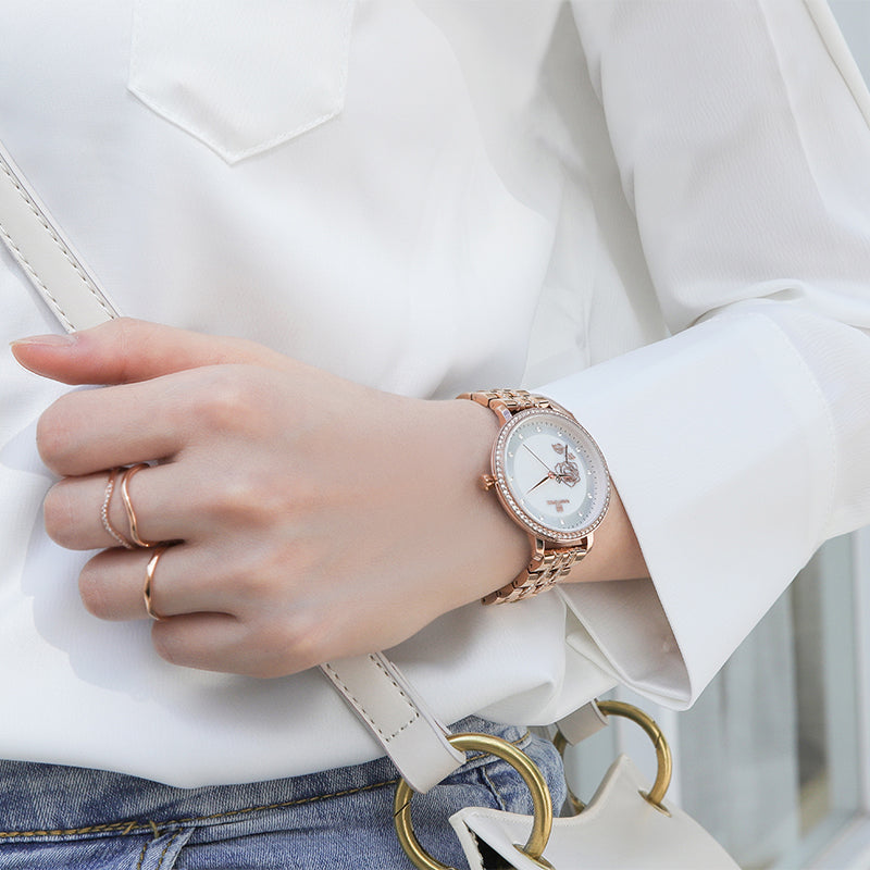 Ladies Simple Business Waterproof Steel Band Watch