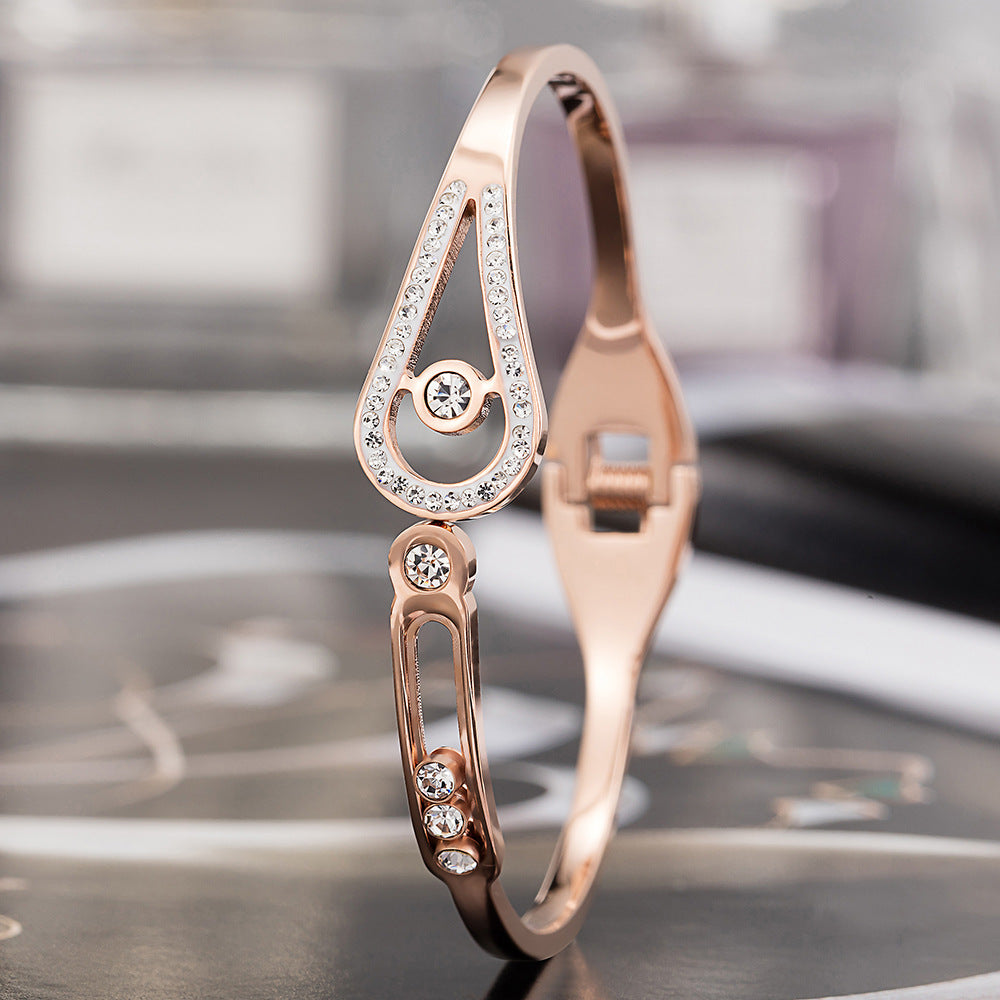 Fashion Women'S Set Watch Simple Diamond Inlaid Rose Gold 4-Piece Combination Watch Set