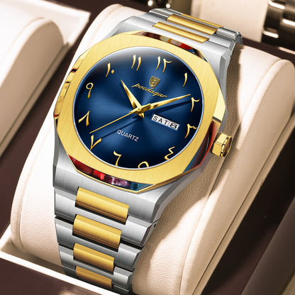 Men's Dual Calendar Simple And Trendy Waterproof Quartz Watch