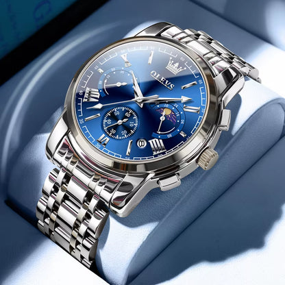 Brand Original Certification Men'S Watches Moon Phase Waterproof Quartz Watch for Man Chronograph Calendar Fashion Watch