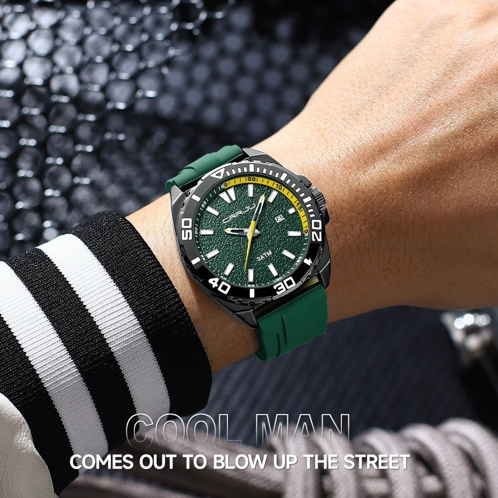 Calendar Leisure Waterproof Circular Silicone Tape Watch