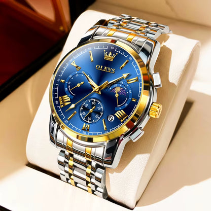 Brand Original Certification Men'S Watches Moon Phase Waterproof Quartz Watch for Man Chronograph Calendar Fashion Watch