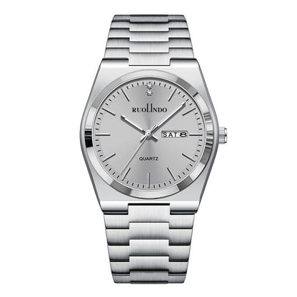 Ultra-thin Butterfly-clasp Steel-band Quartz Mens Watch