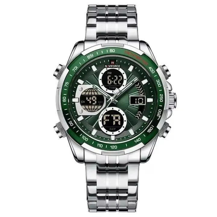 Men's Stainless Steel / Leather  Strap Multi-function Watch