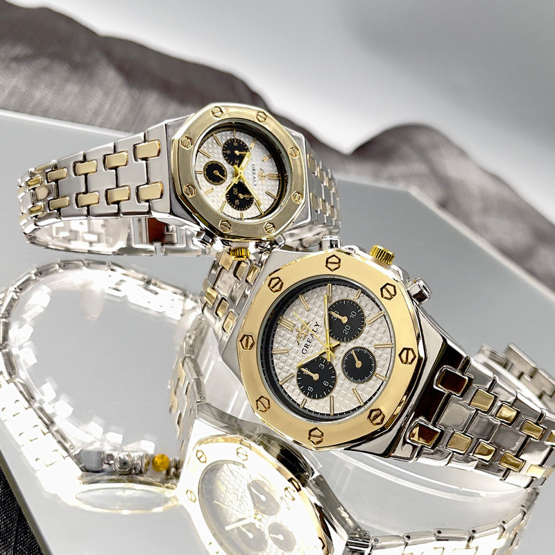 Fashion Men's And Women's Same Steel Belt Quartz With Calendar Waterproof Couple's Watch
