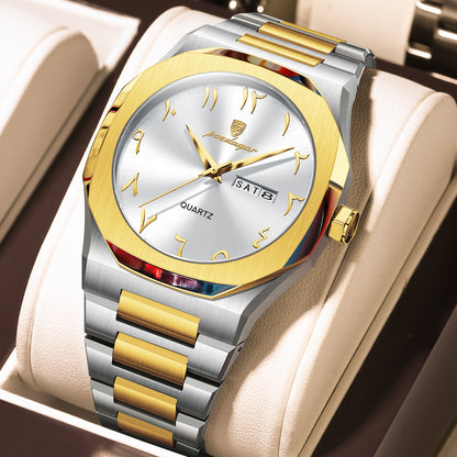 Men's Dual Calendar Simple And Trendy Waterproof Quartz Watch
