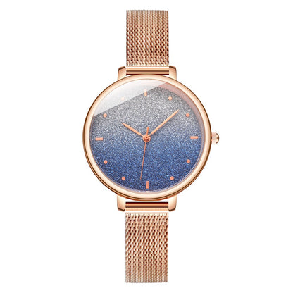 Rose gold thin strap women's watch