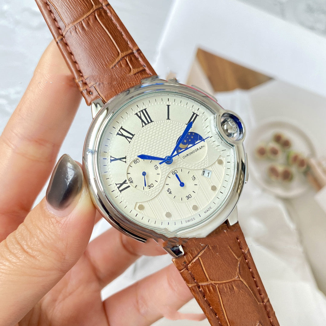 Fashion Casual Card Three-pin With Calendar Business Quartz Watch