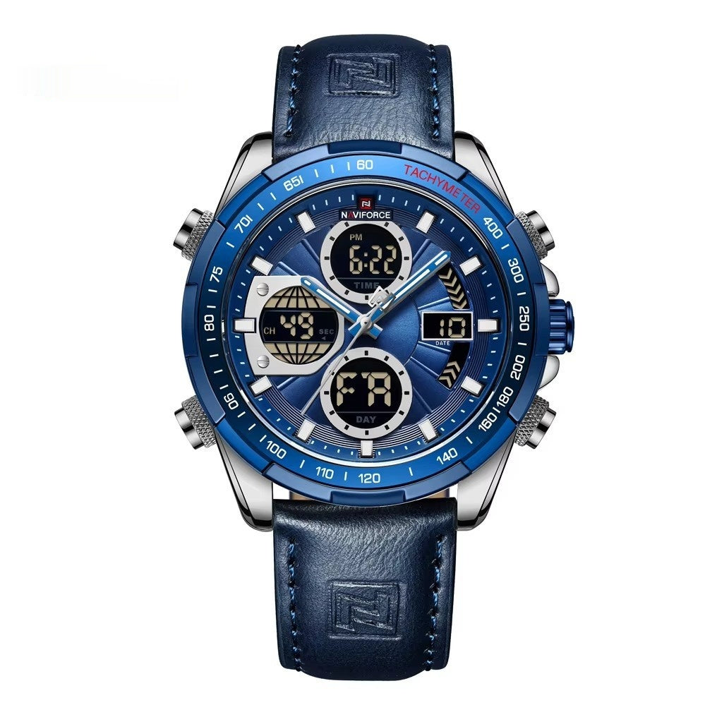 Men's Stainless Steel / Leather  Strap Multi-function Watch