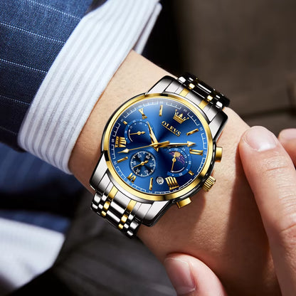 Brand Original Certification Men'S Watches Moon Phase Waterproof Quartz Watch for Man Chronograph Calendar Fashion Watch
