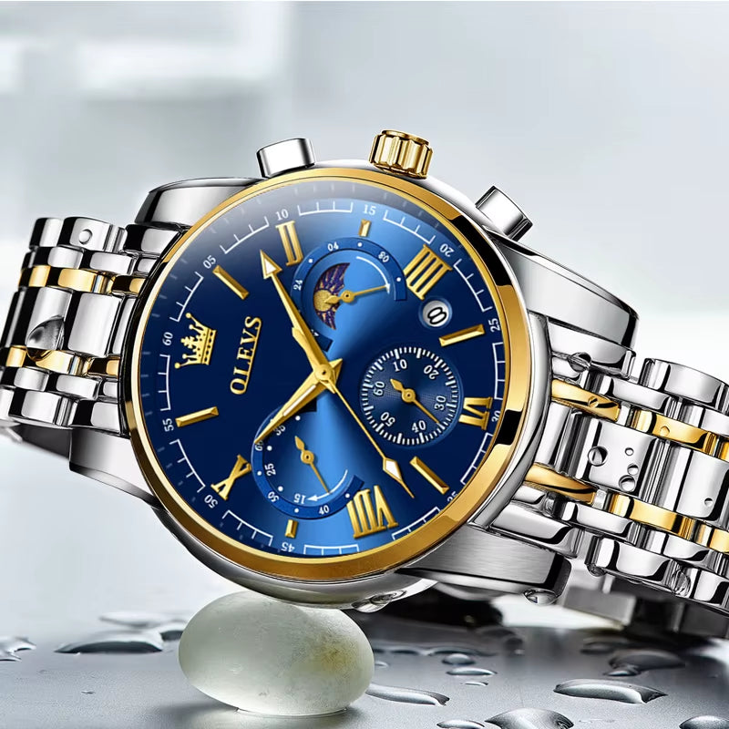Brand Original Certification Men'S Watches Moon Phase Waterproof Quartz Watch for Man Chronograph Calendar Fashion Watch