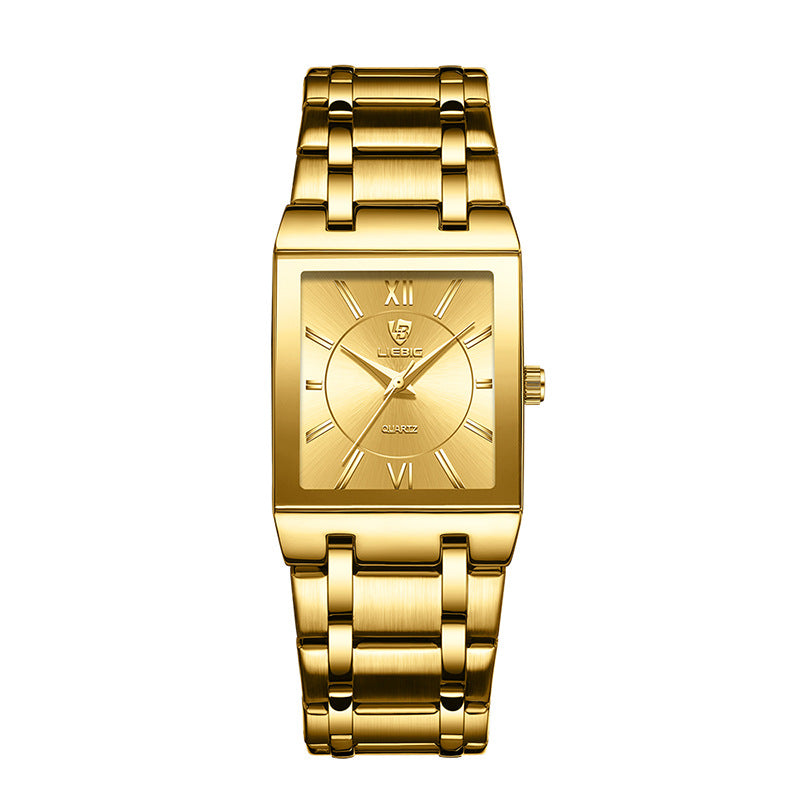Business Style Steel Strap Couple Watch Square