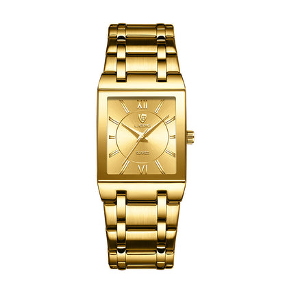 Business Style Steel Strap Couple Watch Square