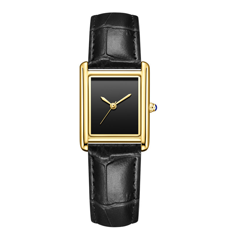 Couple Leather Watch Strap Simple Square Student's Watch Waterproof
