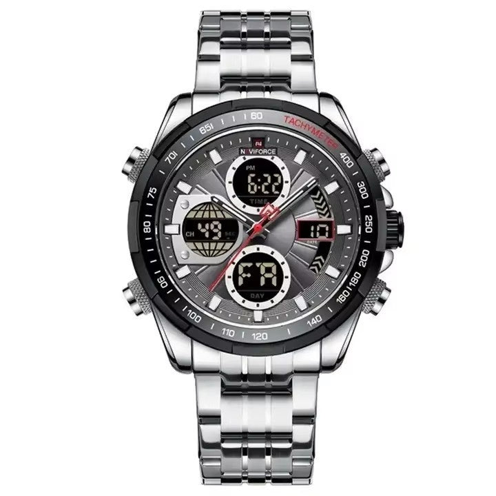 Men's Stainless Steel / Leather  Strap Multi-function Watch