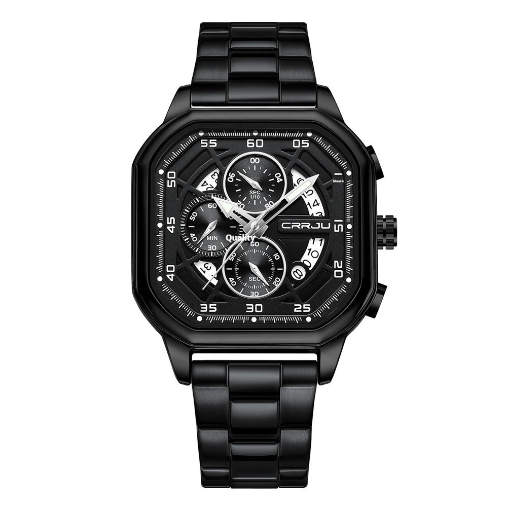 Waterproof Square Couples Multifunctional Calendar Steel-Strap Fashion Watch