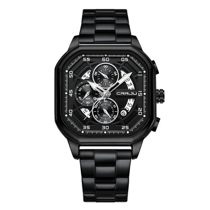 Waterproof Square Couples Multifunctional Calendar Steel-Strap Fashion Watch