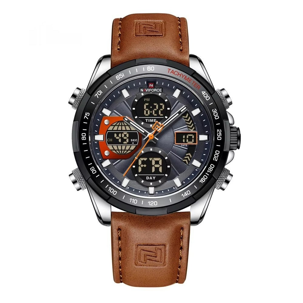 Men's Stainless Steel / Leather  Strap Multi-function Watch