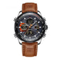 Men's Stainless Steel / Leather  Strap Multi-function Watch