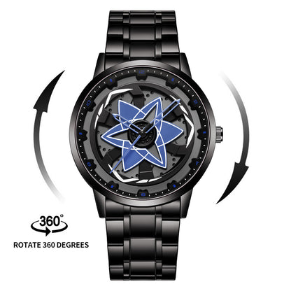 Creative Waterproof Rotating Hub Watch, Fashionable 3D Hollow Design