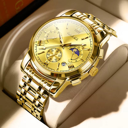 Brand Original Certification Men'S Watches Moon Phase Waterproof Quartz Watch for Man Chronograph Calendar Fashion Watch