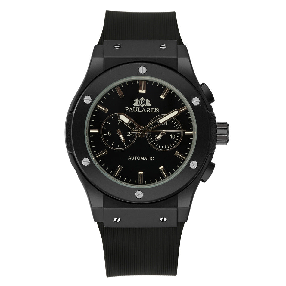 Multifunctional luminous rose gold tape men's watch