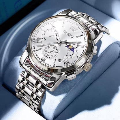 Brand Original Certification Men'S Watches Moon Phase Waterproof Quartz Watch for Man Chronograph Calendar Fashion Watch