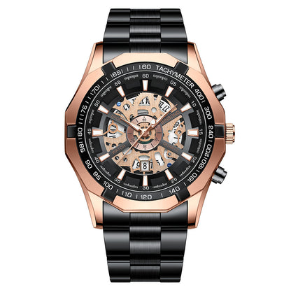 Men's Waterproof Luminous Casual Business Skeleton Shrimp Watch