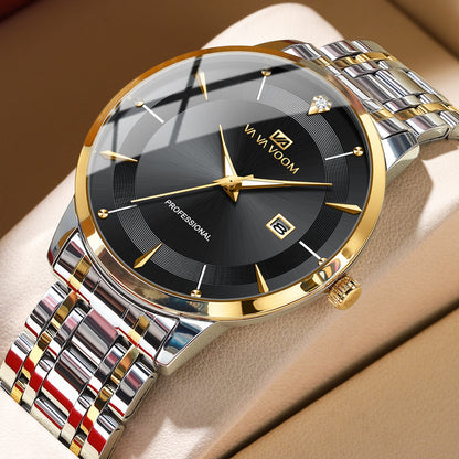 Men's Business Waterproof Stainless Steel Calendar Watch