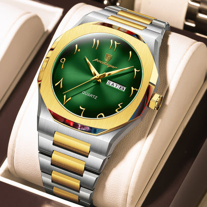 Men's Dual Calendar Simple And Trendy Waterproof Quartz Watch