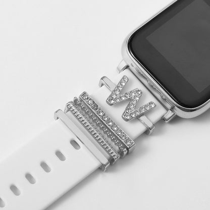 Suitable For Silicone Strap With Diamonds 26 English Letters Fashion Alloy Strap