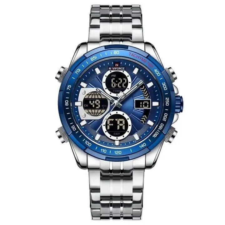 Men's Stainless Steel / Leather  Strap Multi-function Watch
