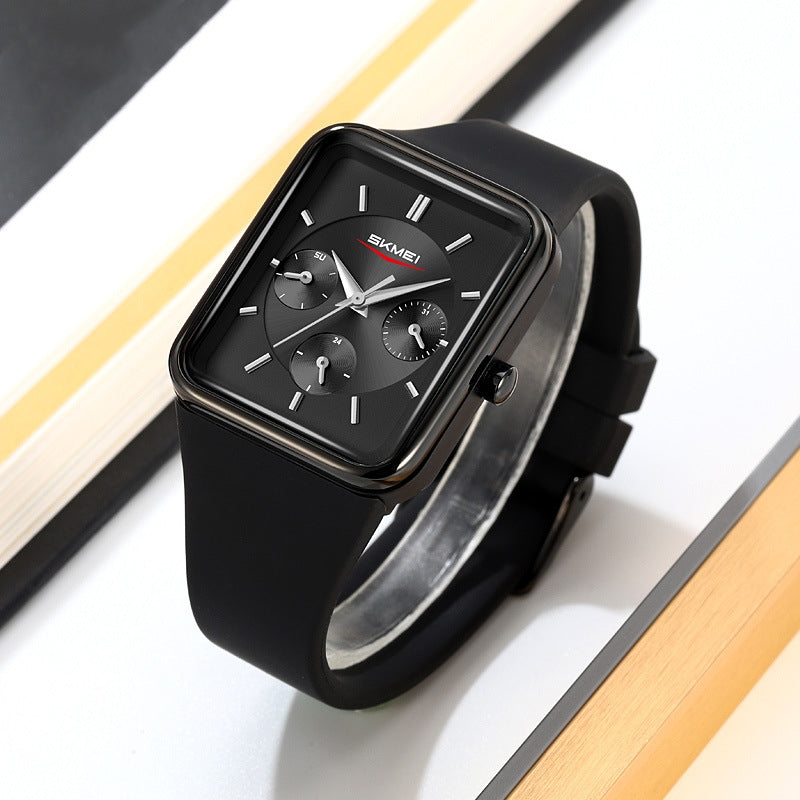 Multi Functional Square Silicone Waterproof Watch For Girls