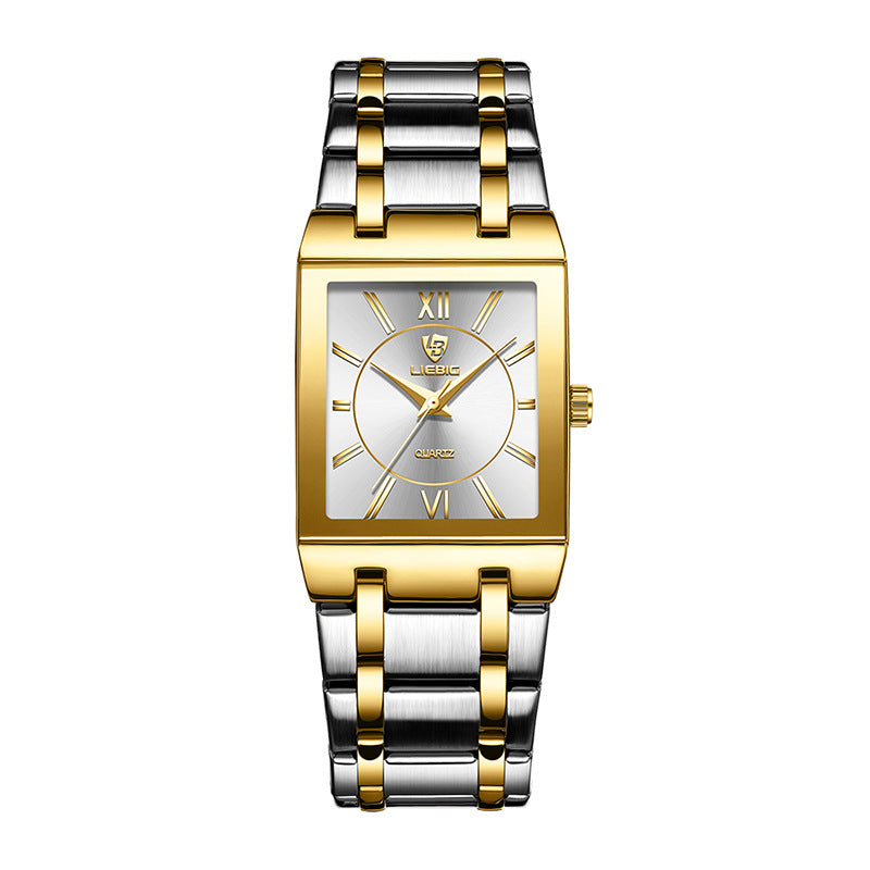 Business Style Steel Strap Couple Watch Square