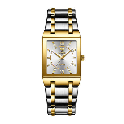 Business Style Steel Strap Couple Watch Square