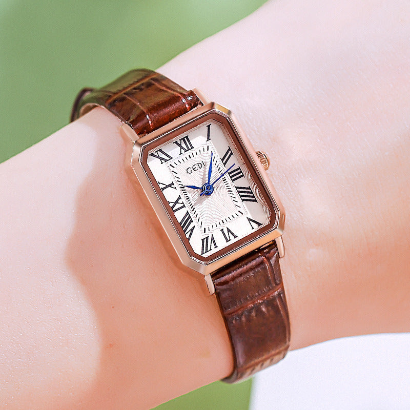 Women's All-match Waterproof Retro Small Square Watch