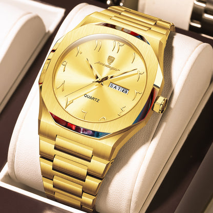 Men's Dual Calendar Simple And Trendy Waterproof Quartz Watch