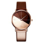 Two-tone belt rose gold female watch