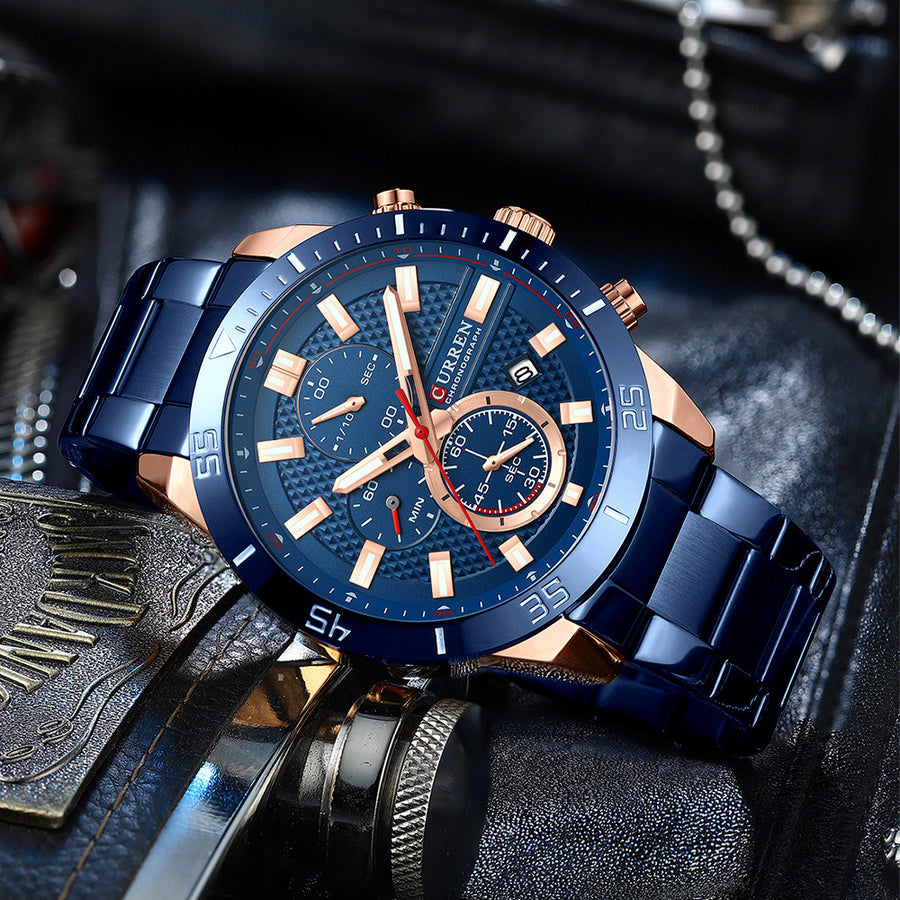 Men's Multifunctional Quartz Waterproof Watch