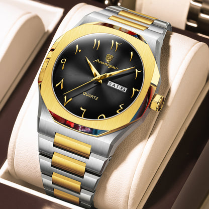 Men's Dual Calendar Simple And Trendy Waterproof Quartz Watch
