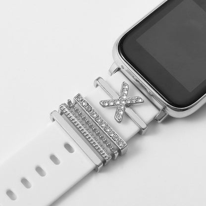 Suitable For Silicone Strap With Diamonds 26 English Letters Fashion Alloy Strap