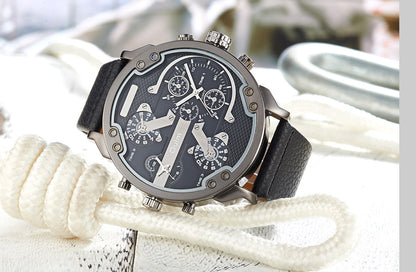 Bold Dual-Time Black Outdoor Sports Watch