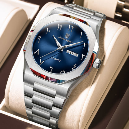 Men's Dual Calendar Simple And Trendy Waterproof Quartz Watch